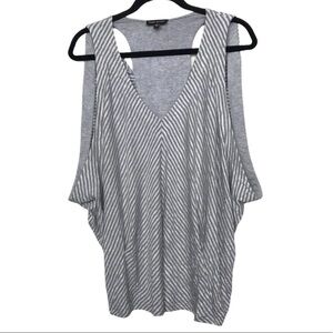 Bebe Sport Gray White Striped Tank Top Medium